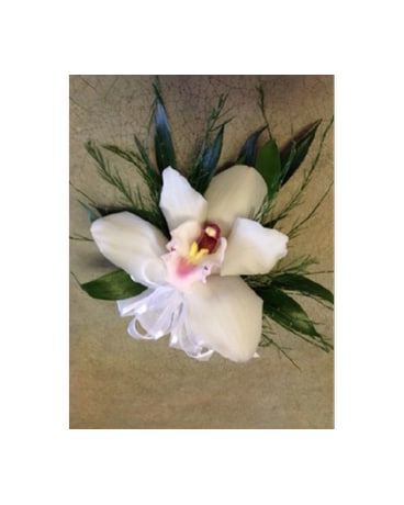 White Cymbidium Orchid Wristlet