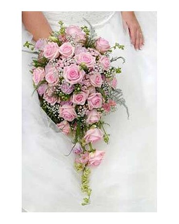Pink Cascading Bridal Bouquet