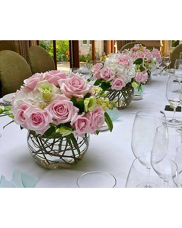 Pink, Green & White Centerpiece