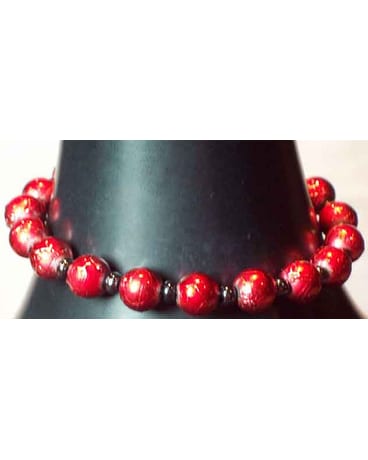 Crimson & Black Beaded Bracelet