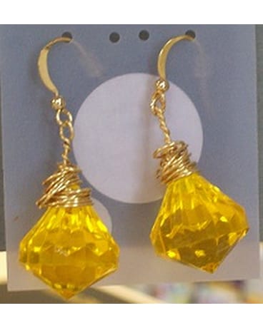 Yellow Faceted Earrings