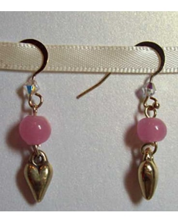 PInk and Gold Heart Earrings