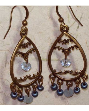 Antiqued Brass Teardrop Chandelier Earrings - Ligh