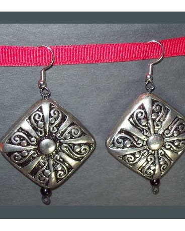Silver & Black Ornate Earrings