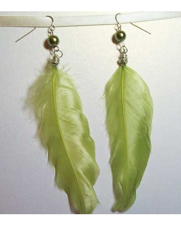 Light Green Feather Earrings