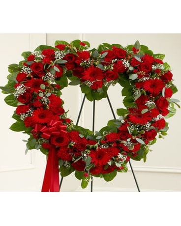 Always Remember Red Floral Heart Tribute