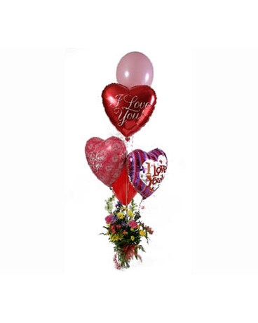 Flowers and Love Balloons