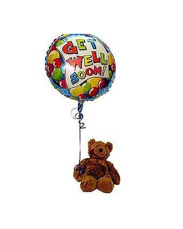 get well balloons and teddy bear