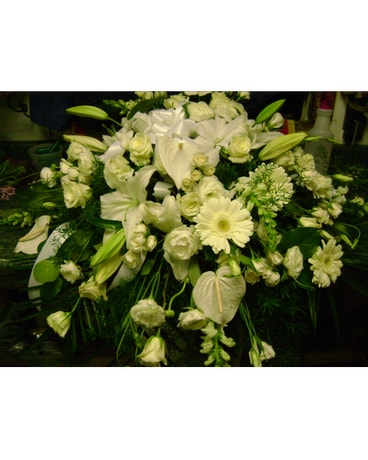 White and Green Casket Cover