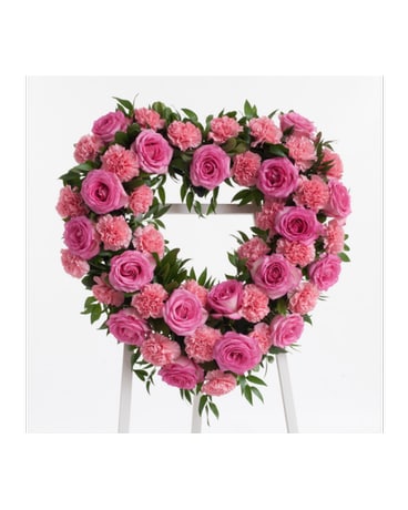 Roses & Carnations Heart Flower Arrangement