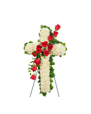 Roses & carnations Easel Cross Display