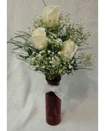 white rose vased