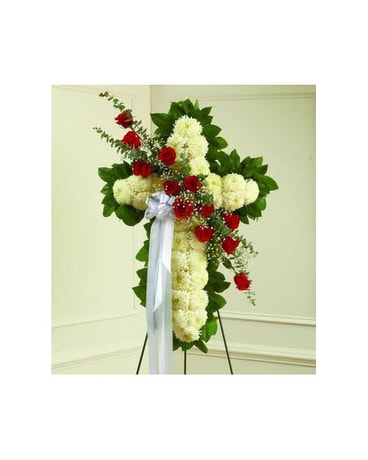 Floral Cross With Red Roses