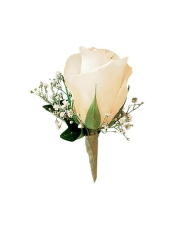 White Ice Rose Boutonniere