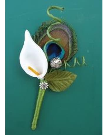 Calla and Peacock Boutonniere