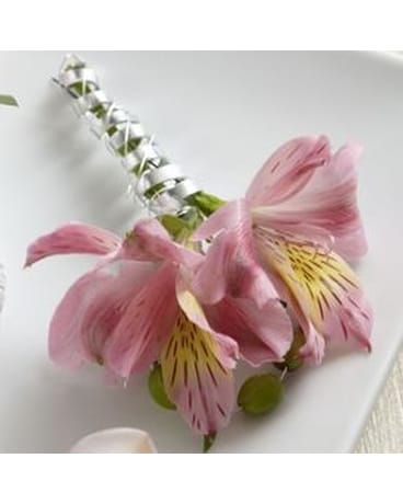 Pink Puruvian Lily Boutonniere