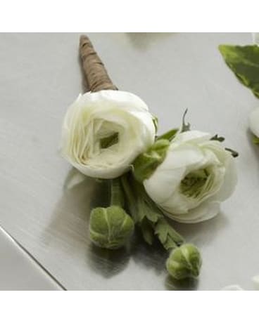 White Ranunculus Boutonniere