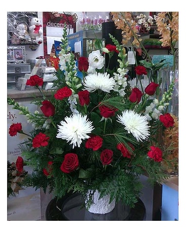 Container Arrangment in White and Red by Vivian