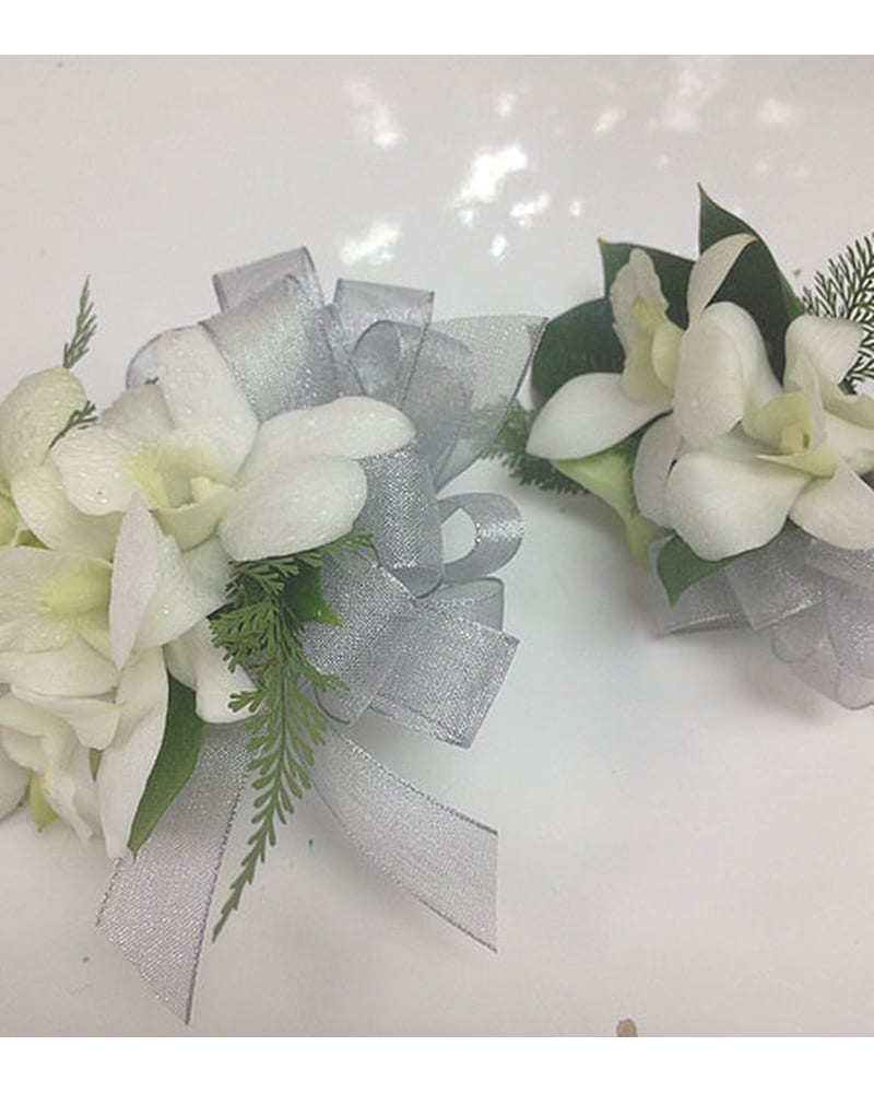 Wrist Corsage & Boutonniere of White Orchid by Vivian in Ottawa ON