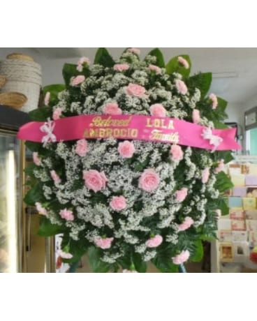 pink carnation and rose stand spray