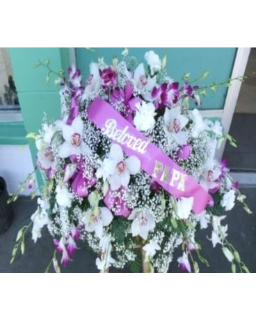 orchid casket spray