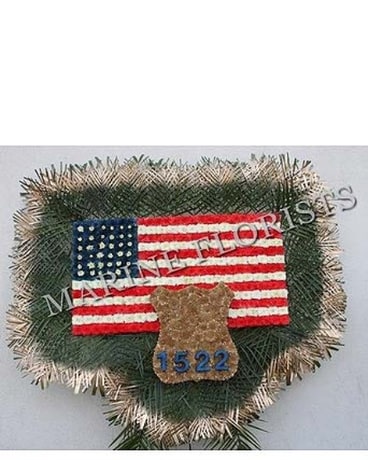 Funeral Custom - American Flag with Badge