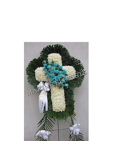 Funeral Cross - Carnations and Roses