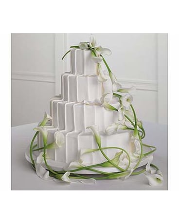 Pleated White Fondant Cake with Calla Lilies