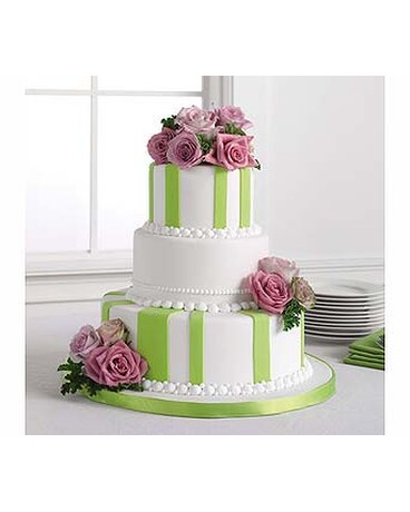 Striped Fondant Cake with Lavender Roses