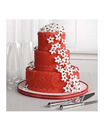 Red Fondant Cake with Stephanotis