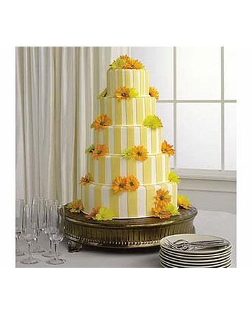 Striped Fondant Cake with Daisies