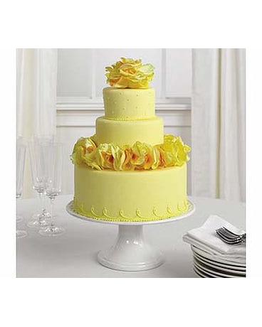 Stacked Cake with Roses and Rose Petal Ruffle