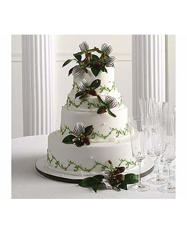 Fondant Cake with Lady Slipper Orchids