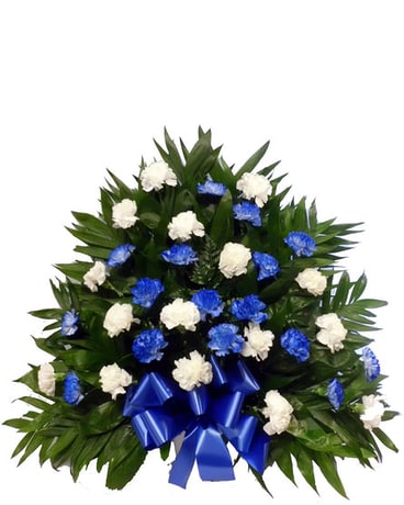32 Carnation Tribute Mache: Blue and White
