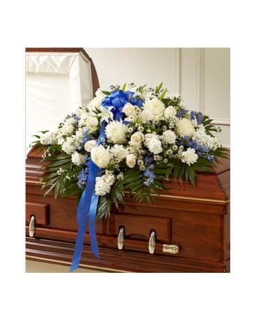 Blue & White Half Casket Cover