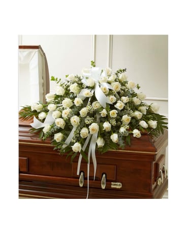 White Rose Half Casket Cover
