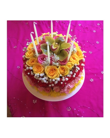 Custom Birthday Cake Flower Arrangement