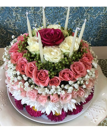 Custom Birthday Cake Flower Arrangement