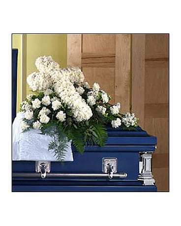 WHITE CROSS CASKET COVER
