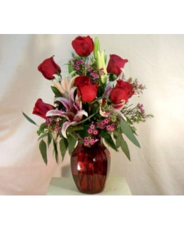 Roses and Lilies Flower Arrangement