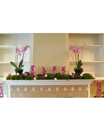 Mantle with Orchids, Roses, and Moss
