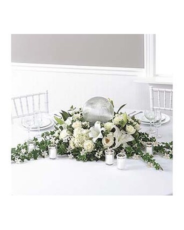 White Centerpiece with Globe Center