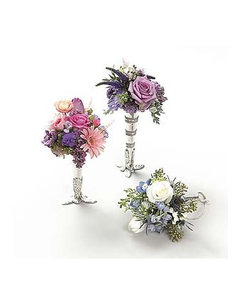 Pink Aqua Roses with Purple Flowers Bouquet