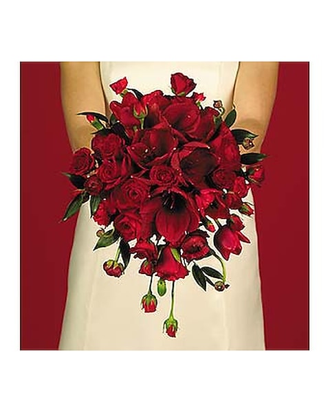 Red Amaryllis and Spray Roses Bouquet