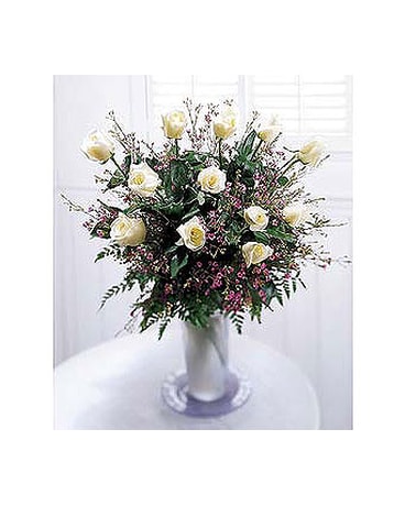 The-FTD-Premium-Long-Stemmed-White-Rose-Bouquet Flower Arrangement