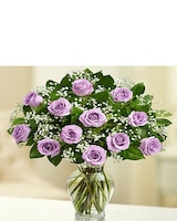 12 Purple Roses size,  inches height and  inches wide.