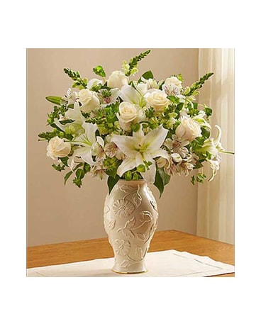 LENOX VASE WHITE LOVING BLOOMS BOUQUET