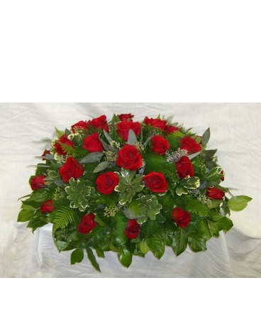Foot Spray of Red Roses with premium greens