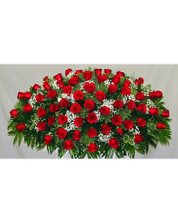 Overhead Spray of Red Roses