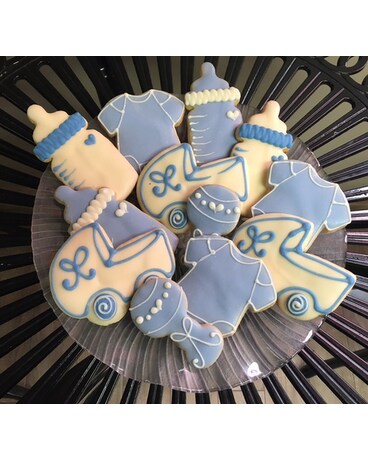 Blue Baby Cookies Flower Arrangement